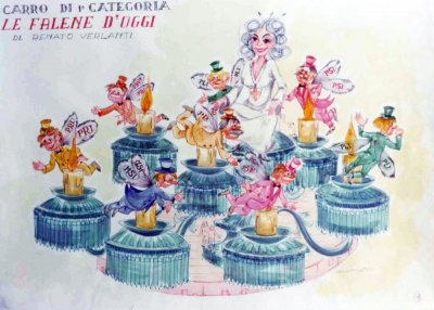 bozzetto Le falene d’oggi di Renato Verlanti - Carri grandi - Carnevale di Viareggio 1977